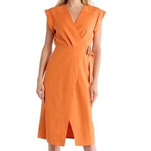 VERONICA BEARD Octavia Faux Wrap Dress in Orange